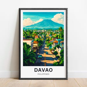 Davao Travel Print - Davao poster, Philippines Wall Art, Framed present, Gift Philippines Present, Personalized Text