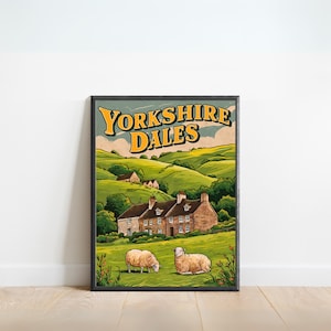 Yorkshire Vintage Travel Poster - Yorkshire Print, England Wall Art, Framed, Gift England Present