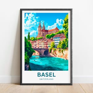 Basel Travel Print - Basel Poster, Schweiz Wandkunst, gerahmtes Geschenk, Geschenk Schweiz derzeit