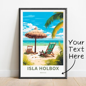 Personalized Isla Holbox Travel Print - Isla Holbox poster, Mexico Wall Art, Framed present, Gift Mexico Present