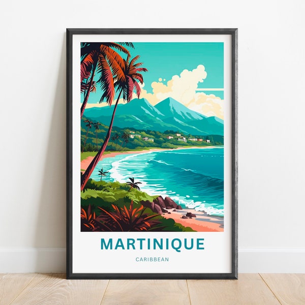 Martinique Travel Print - Martinique poster, Caribbean Wall Art, Framed present, Gift Caribbean Present