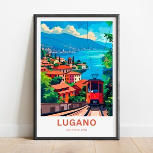 Lugano Travel Print - Lugano poster, Switzerland Wall Art, Framed present, Gift Switzerland Present, Customized your text