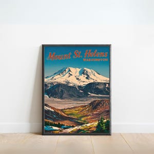 Mount St. Helens Vintage Travel Poster - Mount St. Helens Print, Washington Wall Art, Framed, Gift Washington Present