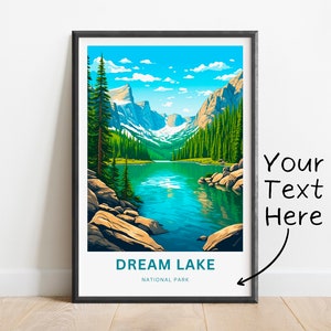 Personalized Dream Lake Travel Print - Dream Lake poster, National Park Wall Art, Decor, Framed present, Gift Colorado Present