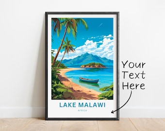 Wall Art Print: Lake Malawi Travel Scene - Minimalist Style