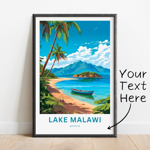 Personalized Lake Malawi Travel Print - Lake Malawi poster, Africa Wall Art, Framed present, Gift Africa Present