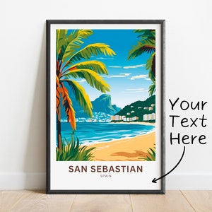 Personalized San Sebastian Travel Print - San Sebastian poster, Spain Wall Art, Framed present, Gift Spain Present