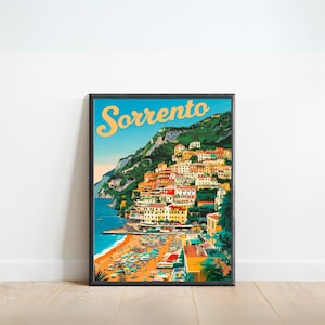 Sorrento Vintage Travel Poster - Sorrento Print, Italy Wall Art, Framed, Gift Italy Present