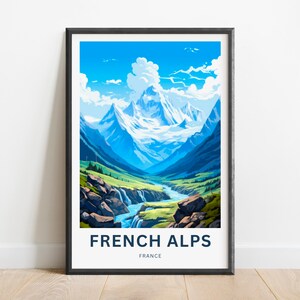 French Alps Travel Print - French Alps poster, France Wall Art, Framed present, Gift France Present