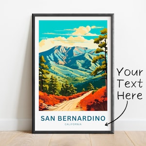 Personalized San Bernardino Travel Print - San Bernardino poster, California Wall Art, Framed present, Gift California Present