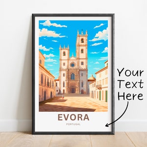 Personalized Evora Travel Print - Évora poster, Portugal Wall Art, Framed present, Gift Portugal Present
