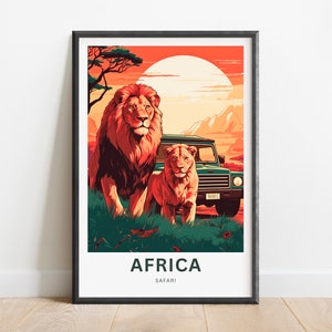 Africa Safari Travel Print, Africa Safari poster, African Wall Art, Framed present, Gift Africa Present, Customize Your Text