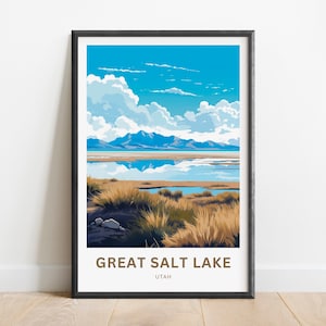 Great Salt Lake Travel Print - Great Salt Lake poster, Utah Wall Art, Framed present, Gift Utah Present