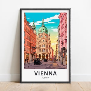 Impressão de viagem de Viena - pôster de Viena, arte de parede da Áustria, presente emoldurado, presente da Áustria