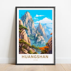 Huangshan Mountain Travel Print - Huangshan poster, China Wall Art, Framed present, Gift China Present