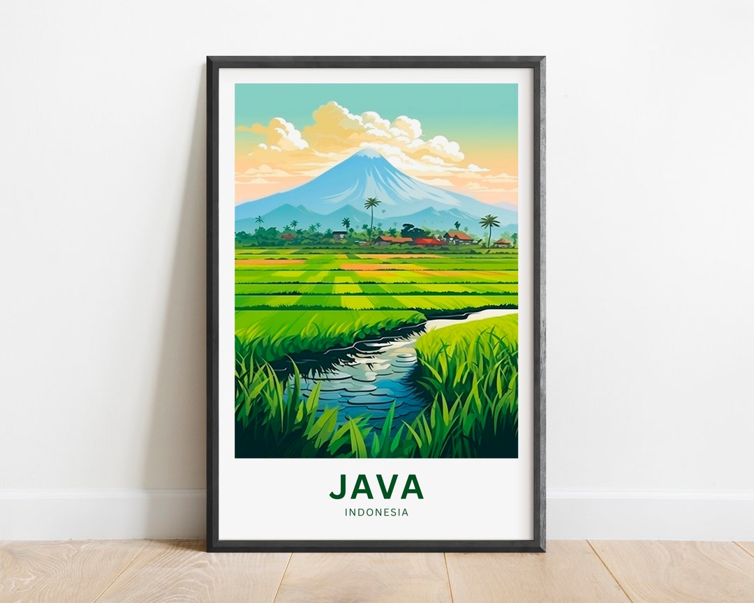 Java Travel Print - Java Poster, Indonesia Wall Art, Framed Present ...