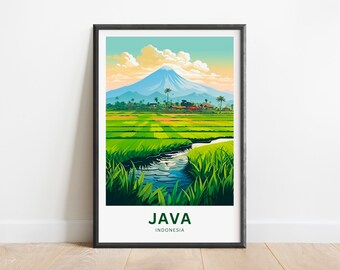 Java Travel Print - Java poster, Indonesia Wall Art, Framed present, Gift Indonesia Present