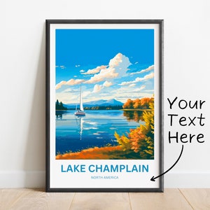 Personalized Lake Champlain Travel Print - Lake Champlain poster, North America Wall Art, Framed present, Gift United States Present