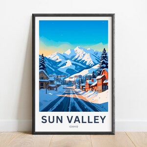 Sun Valley Travel Print - Sun Valley poster, Idaho Wall Art, Framed present, Gift Idaho Present