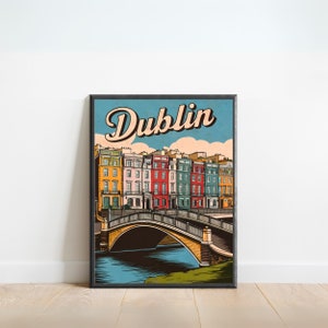 Dublin Vintage Travel Poster - Dublin Print, Ireland Wall Art, Framed, Gift Ireland Present