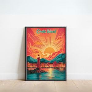 Crete Travel Poster - Crete print, Greece Wall Art, Framed present, Gift Greece Present