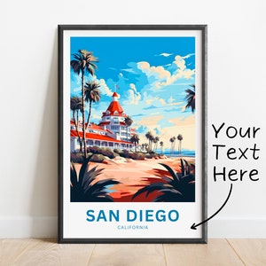Personalized San Diego Travel Print - San Diego Valley poster, California Wall Art, Framed present, Gift California Present