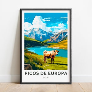 Impresión de viaje de Picos de Europa - Póster de Picos de Europa, arte de pared de España, regalo enmarcado, regalo de España