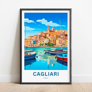 Cagliari Travel Print - Cagliari poster, Italy Wall Art, Framed present, Gift Italy Present
