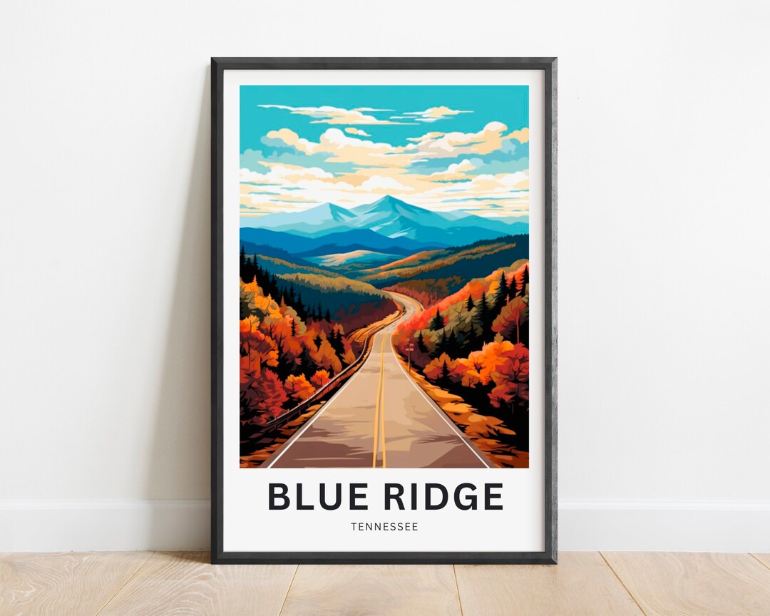 Blue Ridge Poster Blue Ridge Travel Print - Blue Ridge Poster, Tennessee Wall Art, Framed ...