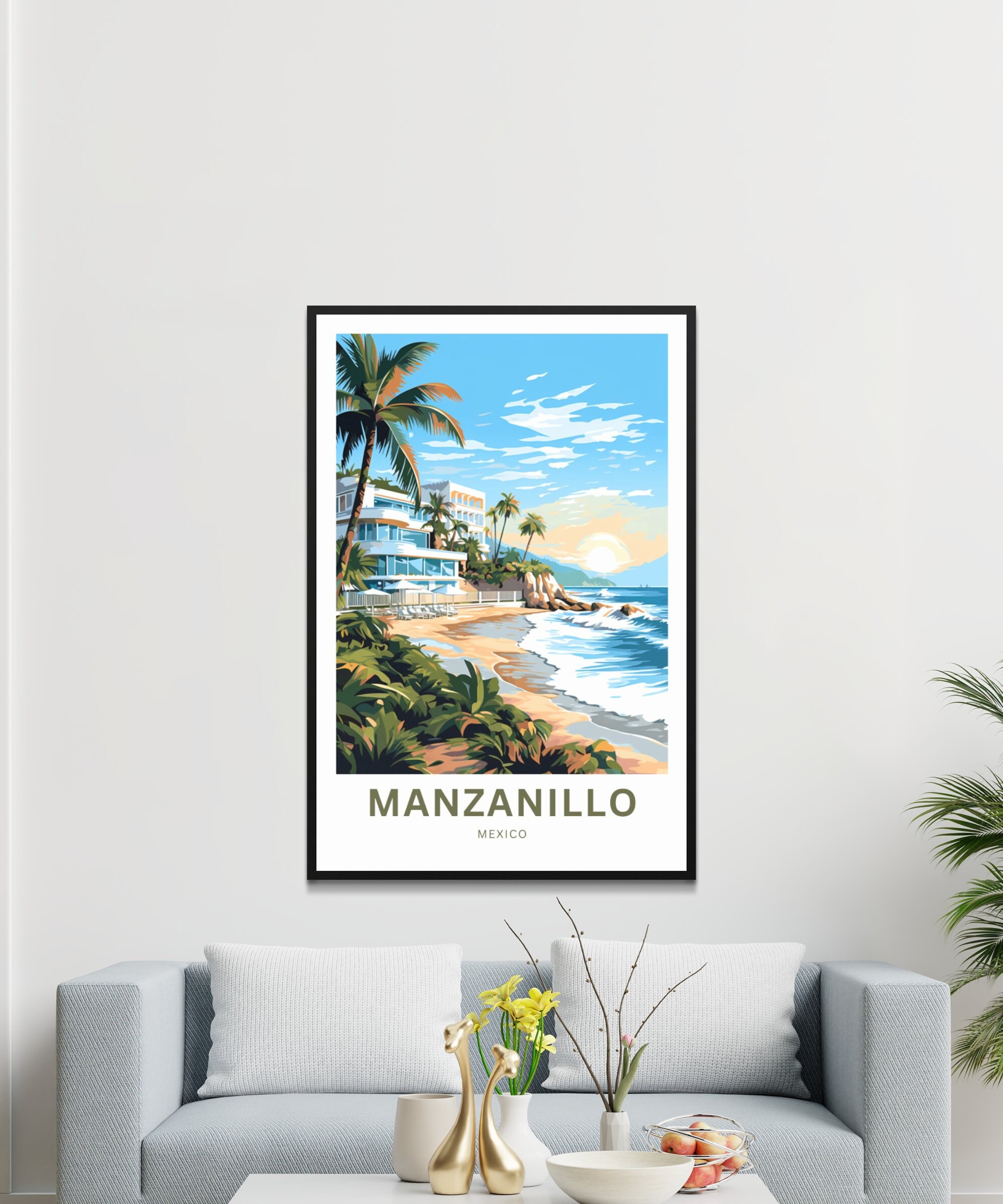 Personalized Manzanillo Travel Print - Manzanillo Poster, Mexico Wall ...
