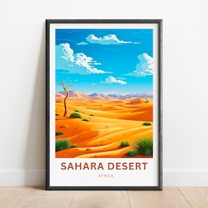 Sahara Desert Travel Print - Sahara Wüste Poster, Afrika Wandkunst, gerahmtes Geschenk, Geschenk Afrika Geschenk