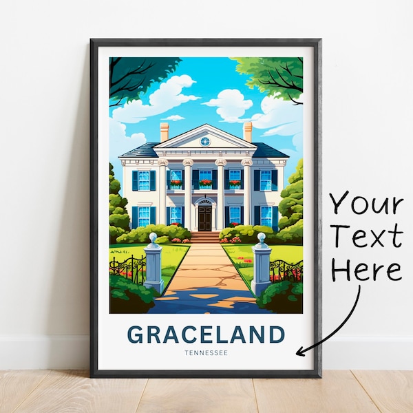 Personalized Graceland Travel Print - Graceland poster, Tennessee Wall Art, Framed present, Gift United States Present