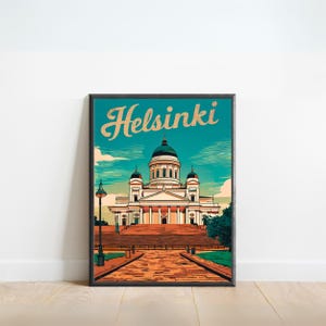Helsinki Vintage Travel Poster - Helsinki print, Finland Wall Art, Framed present, Gift Finland Present