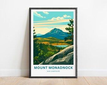 Mount Monadnock Park Travel Print - Mount Monadnock Poster, New Hampshire Wall Art, Framed present, Gift New Hampshire Present