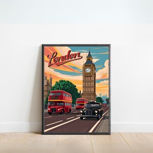 London Vintage Travel Poster - London print, England Wall Art, Framed present, Gift England Present