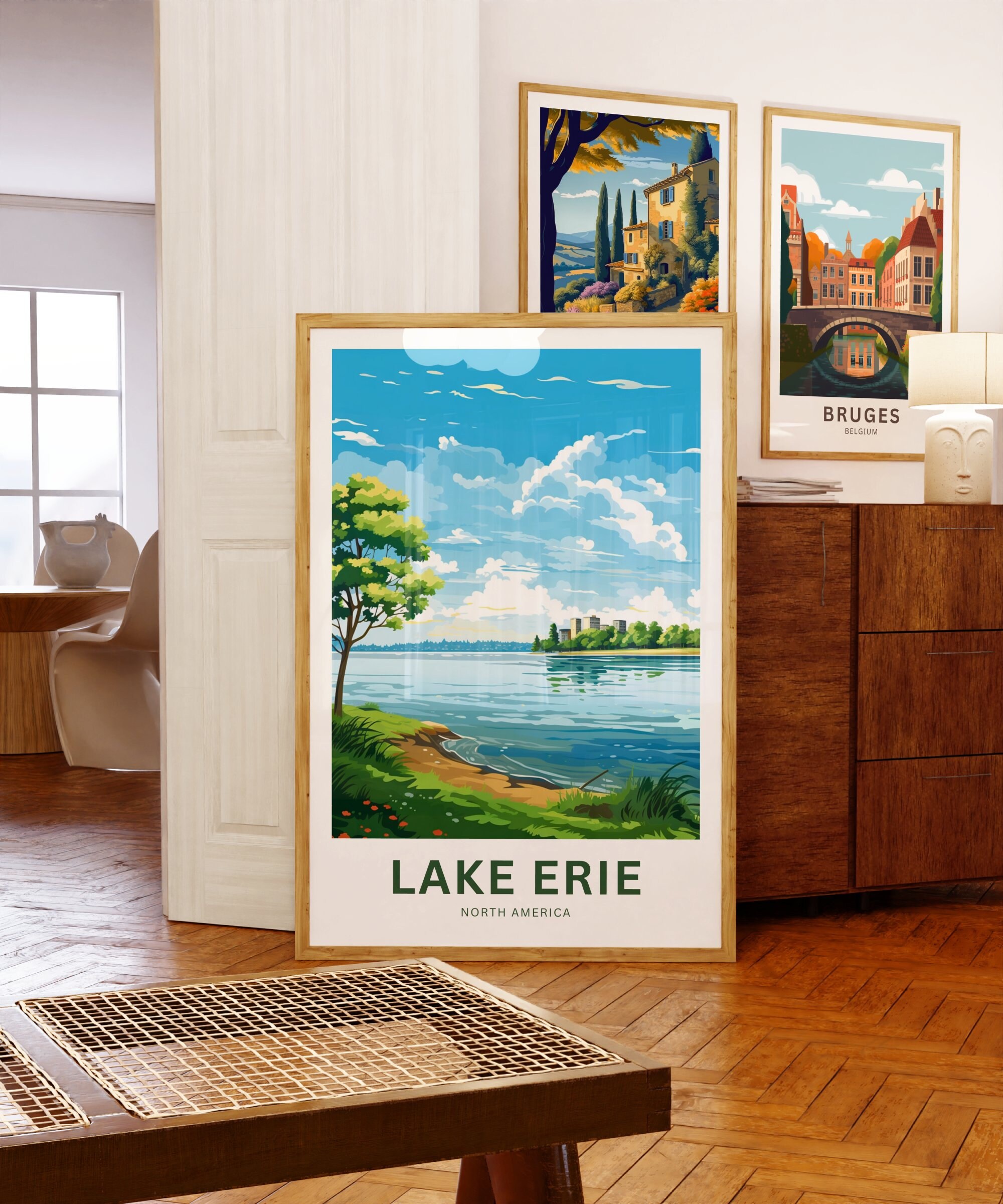 Lake Erie Travel Print Lake Erie Poster, Great Lakes Wall Art, Framed  Present, Gift North America Present 