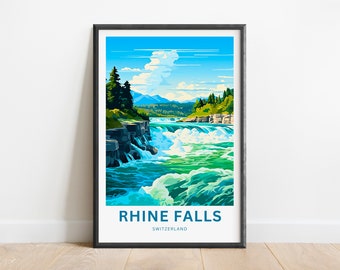 Rheinfall Reisedruck - Rheinfall Poster, Schweiz Wandkunst, gerahmtes Geschenk, Geschenk Schweiz derzeit