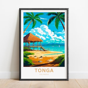 Tonga Travel Print - Tonga poster, Polynesia Wall Art, Framed present, Gift Oceania  Present