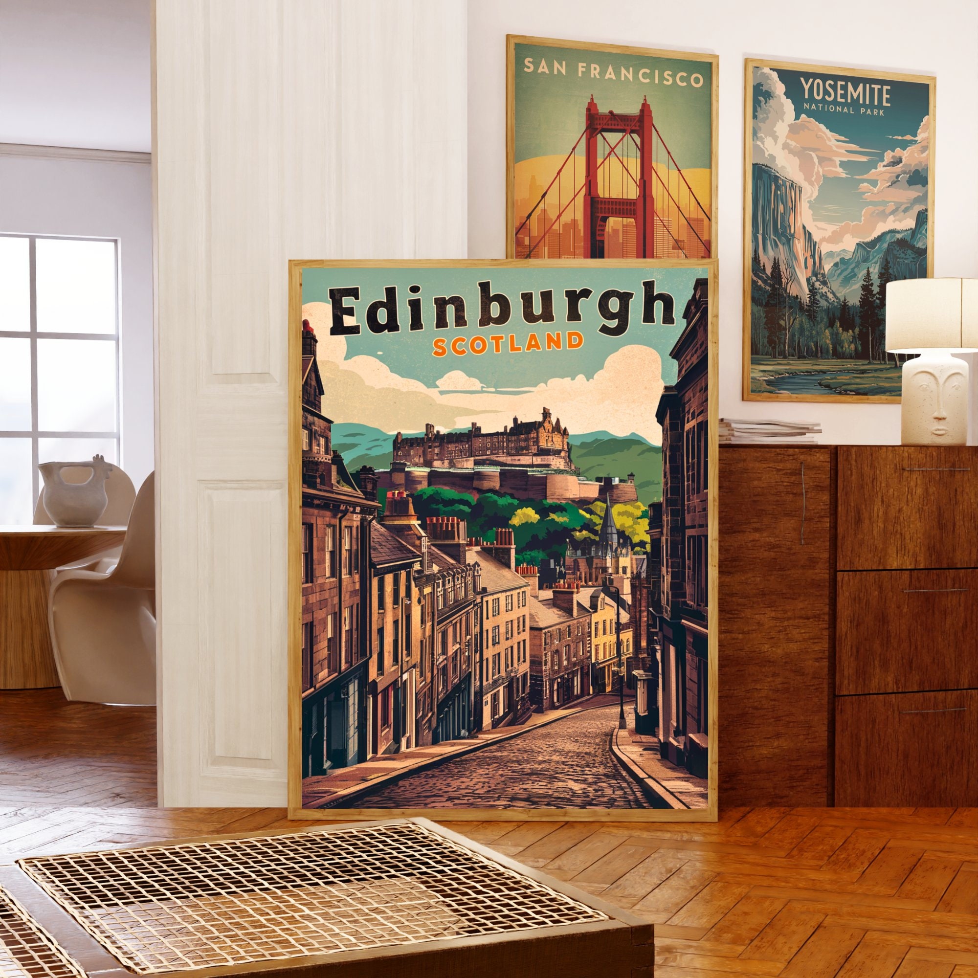 Edinburgh Vintage Travel Poster - Edinburgh Print, Scotland Wall Art ...