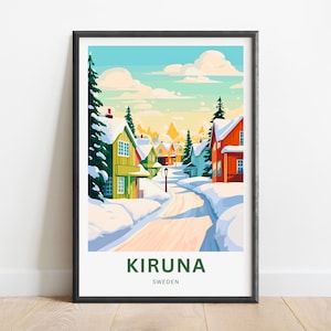 Kiruna Travel Print - Kiruna poster, Sweden Wall Art, Framed present, Gift Sweden Present