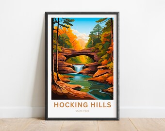 Hocking Hills Travel Print - Hocking Hills State Park poster, Florida Wall Art, United States Framed present, Gift Ohio Present