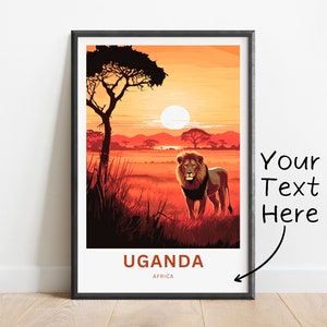 Personalized Uganda Travel Print - Uganda poster, Africa Wall Art, Framed present, Gift Africa Decor Present, Customize Your Text