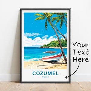 Personalized Cozumel Travel Print - Cozumel poster, Mexico Wall Art, Framed present, Gift Mexico Present