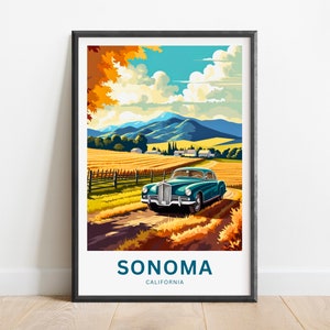 Sonoma Travel Print - Sonoma poster, California Wall Art, Framed present, Gift California Present