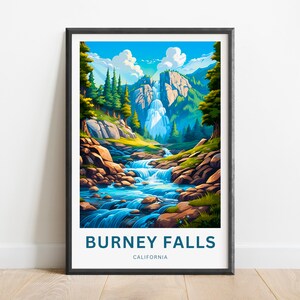 Burney Falls Travel Print - Burney Falls Lake poster, California Wall Art, Framed present, Gift California Present