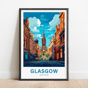 Glasgow Travel Print - Glasgow poster, Scotland Wall Art, Framed present, Gift Scotland Present