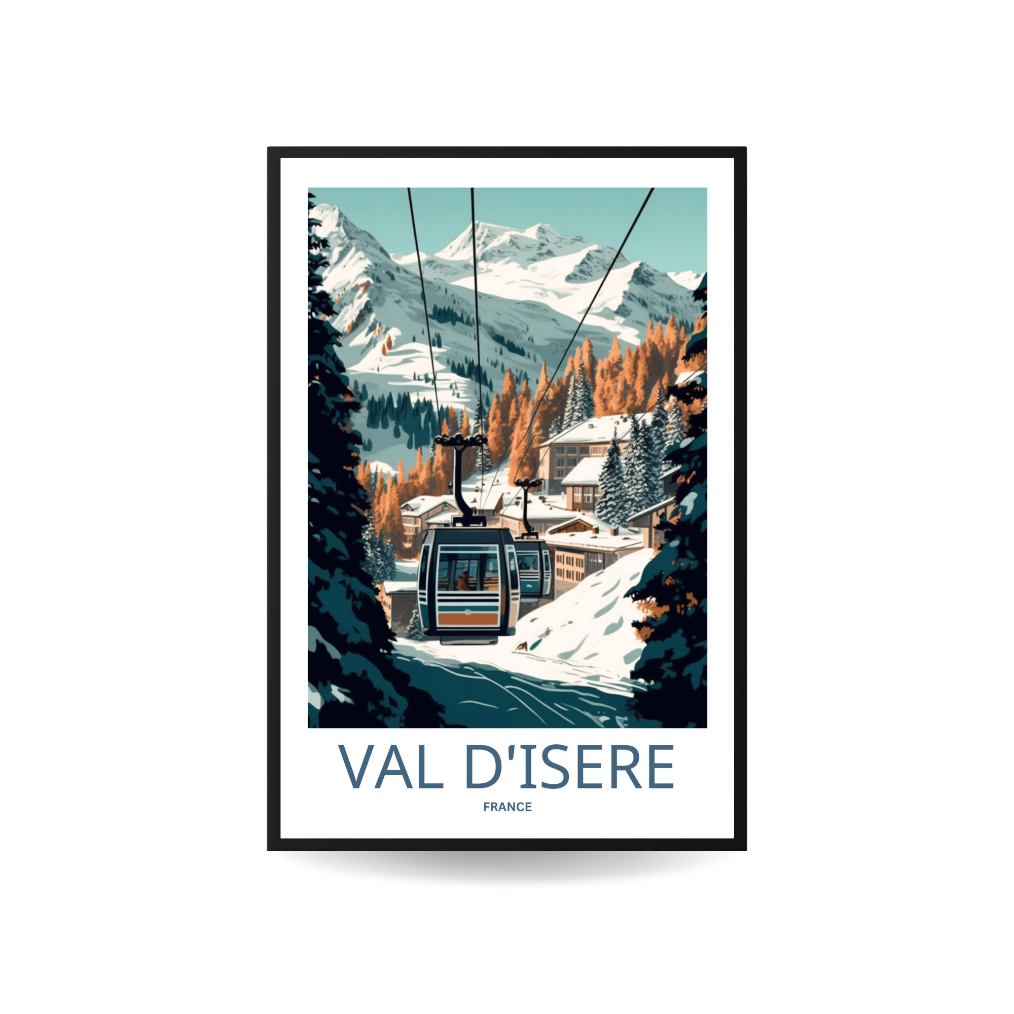 Val d'isere Travel Print | Skiing Wall Art| Travel Poster| Ski Print| Val Di'sere Poster| French Alps| Skiing| Ski Poster| Skiing Poster