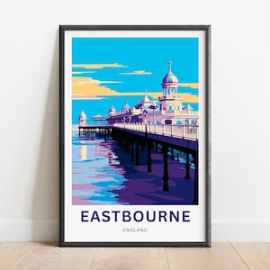 Eastbourne Travel Print - Eastbourne poster,  England Wall Art, Framed present, Gift  England Present