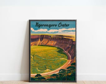 Ngorongoro Crater Wall Art Print: Tanzania Safari Landscape