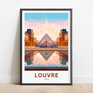 Louvre Travel Print - Louvre Poster, Frankreich Wandkunst, gerahmtes Geschenk, Geschenk Frankreich